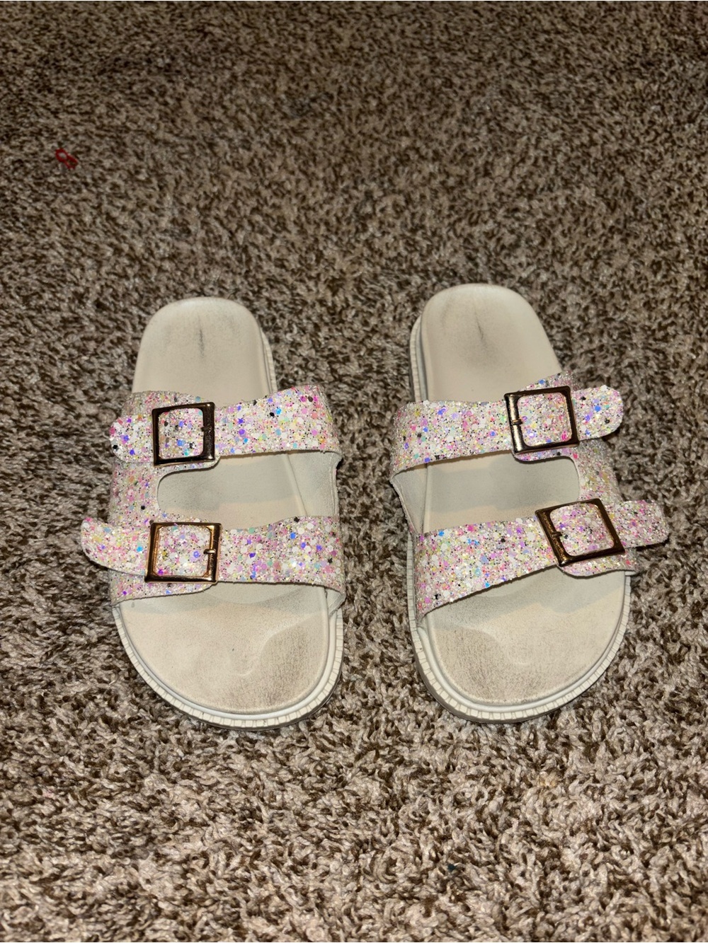 Target Kids Glitter Double-Strap Slide Sandals - Pink Multi Glitter